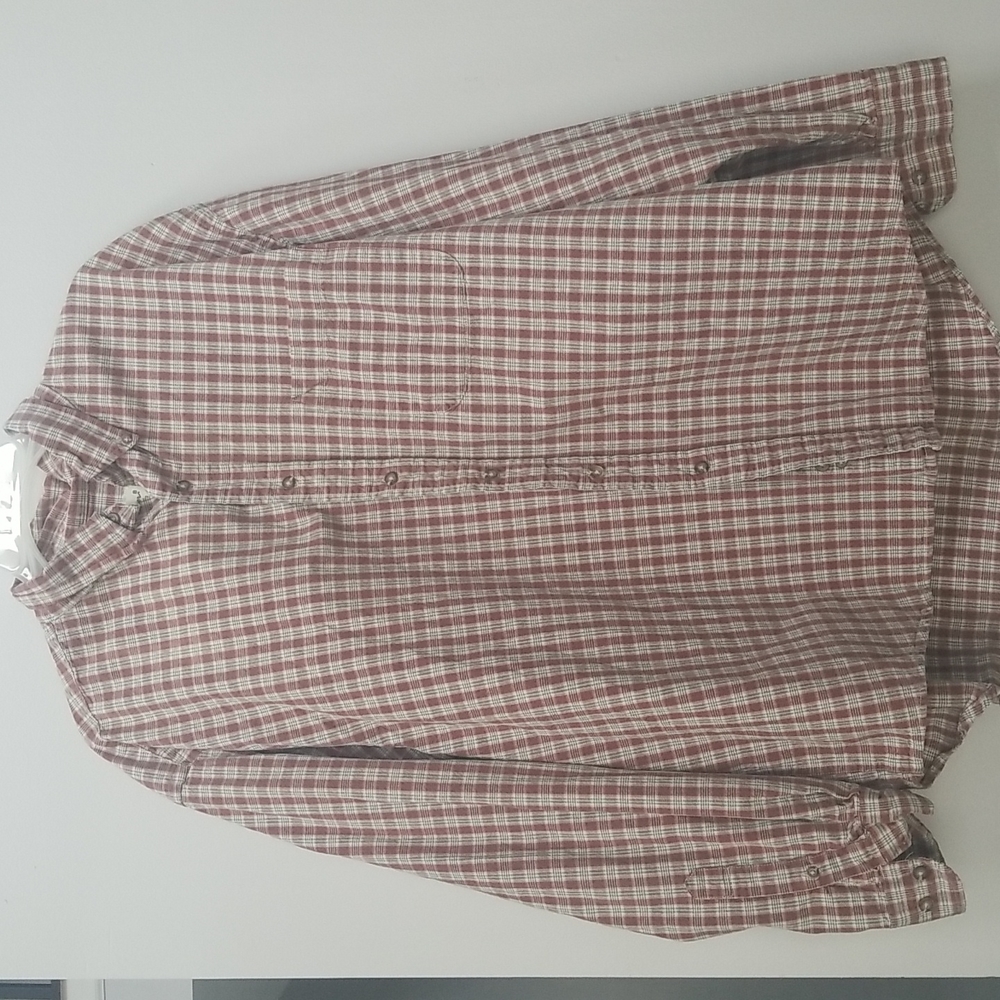 Eddie Bauer Casual Button Down Shirt Burnt Orange Plaid Men's XL